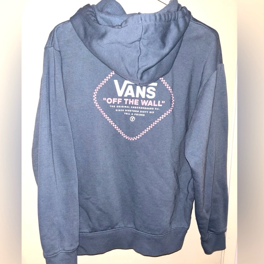 Vans Off The Wall Classic Pullover Hoodie Sweatshirt Blue and Pink- Adult Size M